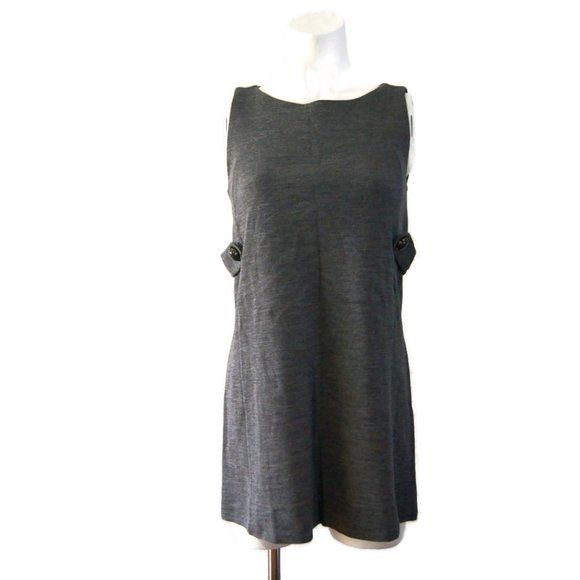 J Crew Wool Jersey Knit Dress Size XS Button Detail Stephanie Sleeveless Gray - Picture 1 of 6
